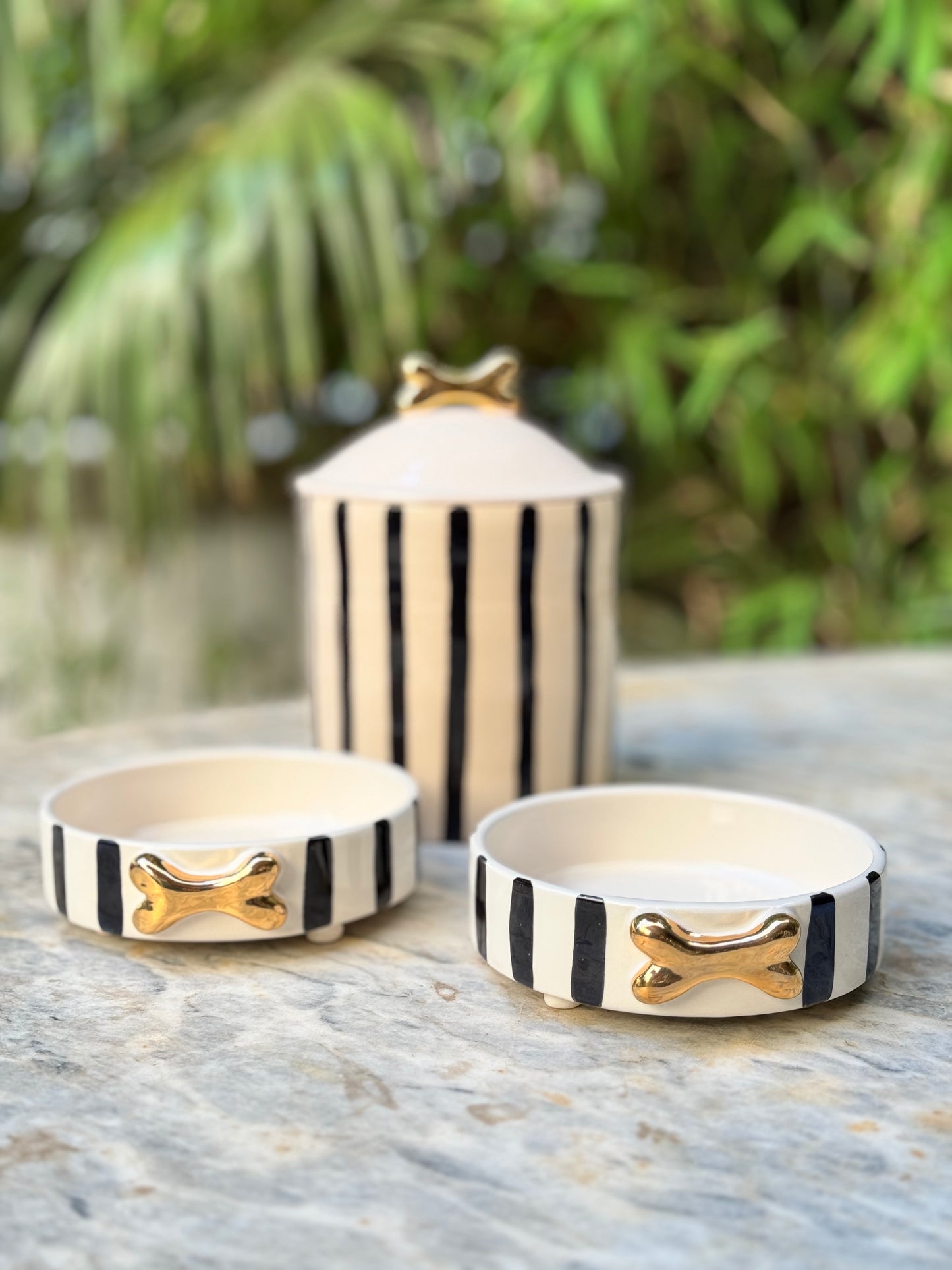 Gold Kemik Detaylı Mama Kavanozu